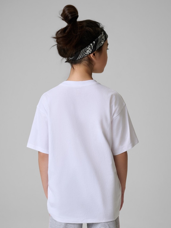 Dziewczęcy t-shirt z nadrukiem 4F 4FJRSS26TTSHF3689 - biały