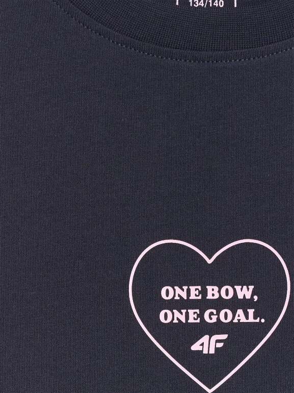 Dziewczęcy t-shirt z nadrukiem 4F 4FJRSS26TTSHF3690 - granatowy