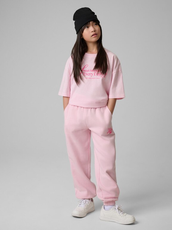 Dziewczęcy t-shirt z nadrukiem 4F 4FJRSS26TTSHF3690 - różowy