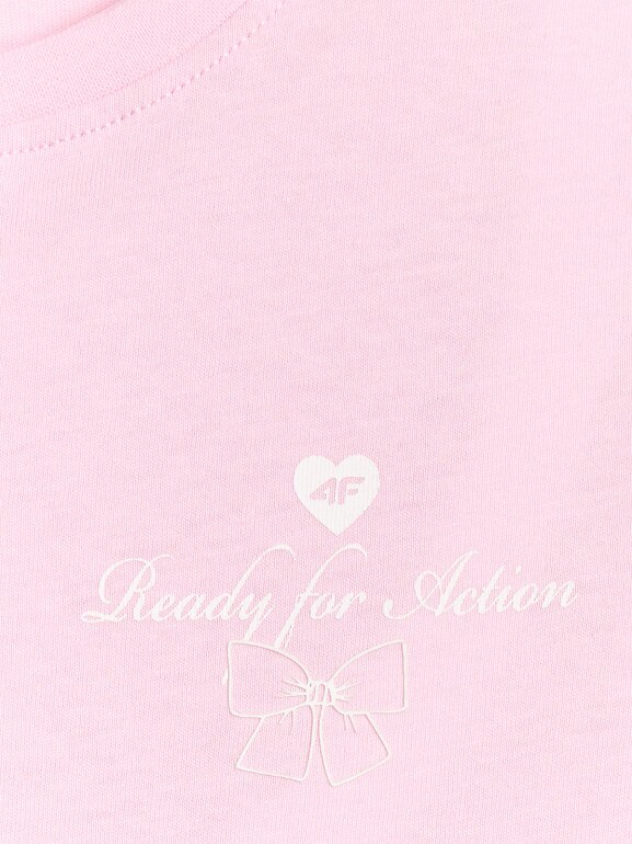 Dziewczęcy t-shirt z nadrukiem 4F 4FJRSS26TTSHF3691 - różowy