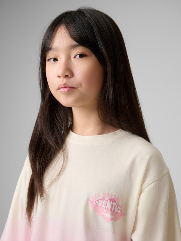 Dziewczęcy t-shirt z nadrukiem 4F 4FJWSS26TTSHF2883 - różowy