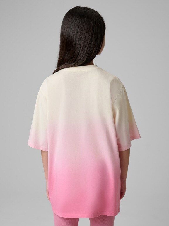 Dziewczęcy t-shirt z nadrukiem 4F 4FJWSS26TTSHF2883 - różowy