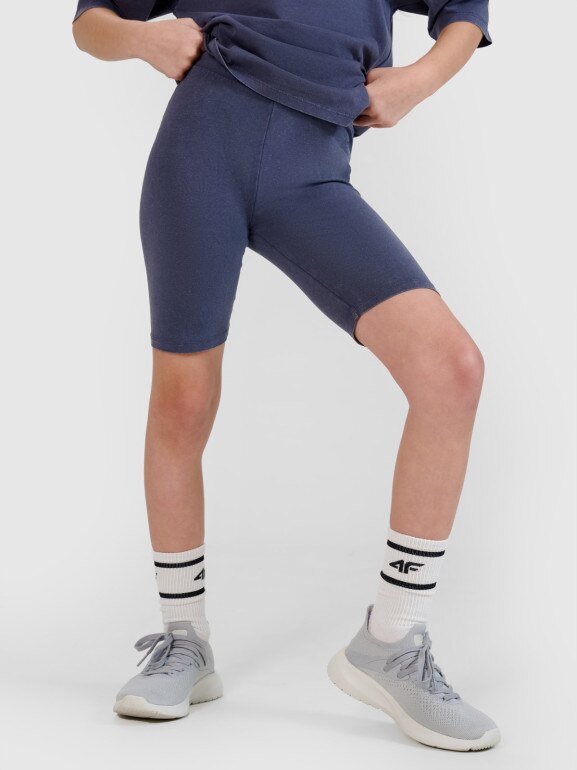 Dziewczęce legginsy kolarki 4F 4FJWSS25TSTIF001 - granatowe