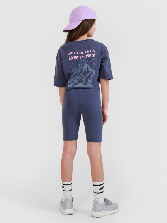 Dziewczęce legginsy kolarki 4F 4FJWSS25TSTIF001 - granatowe