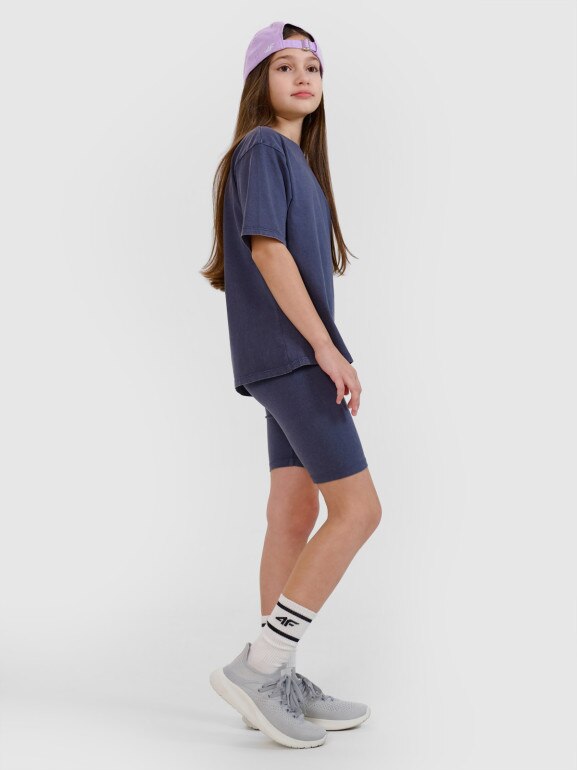 Dziewczęce legginsy kolarki 4F 4FJWSS25TSTIF001 - granatowe