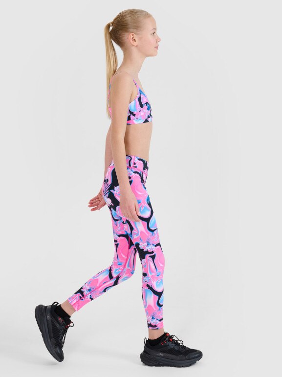 Dziewczęce legginsy sportowe 4F 4FJWSS25TFTIF296 - multikolor