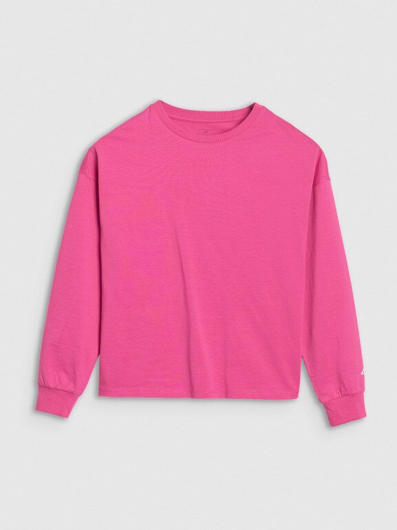 Dziewczęcy longsleeve gładki 4F 4FJWSS25TLONF377 - różowy