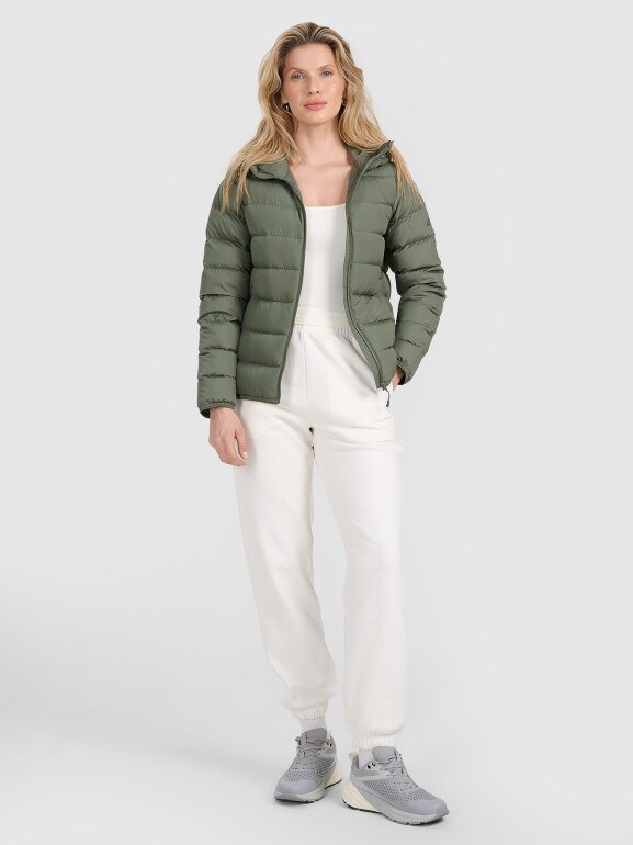 Kurtka puchowa pikowana z kapturem 4F 4FRAW25TDJAF0800 - khaki