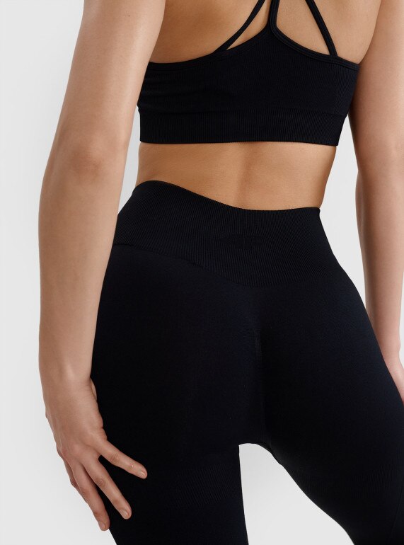 Damskie legginsy do jogi bezszwowe 4F 4FWSS25TFTIF347 - czarne