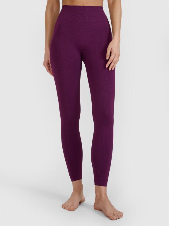 Damskie legginsy do jogi bezszwowe 4F 4FWSS25TFTIF347 - fioletowe 