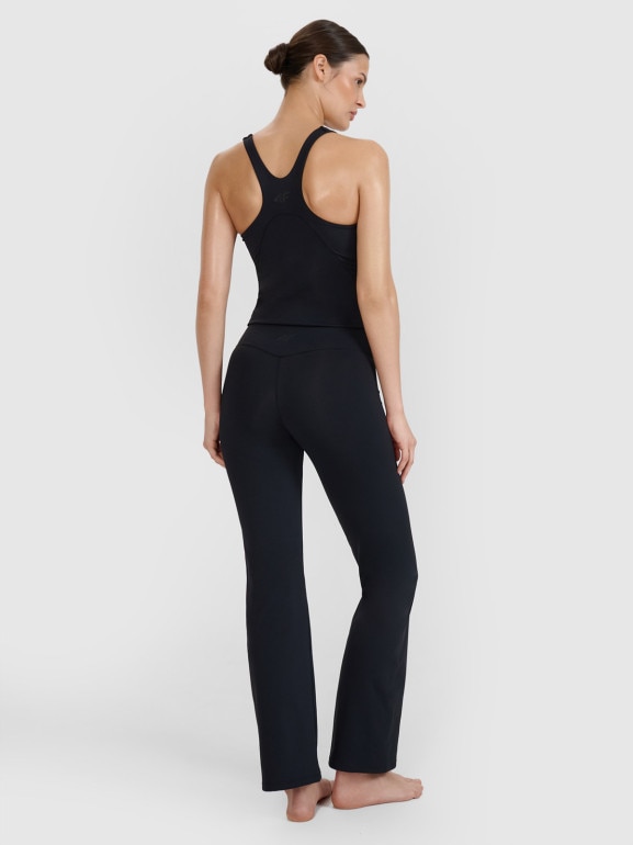 Damskie legginsy do jogi z rozszerzanymi nogawkami 4F 4FWSS25TFTIF324 - czarne