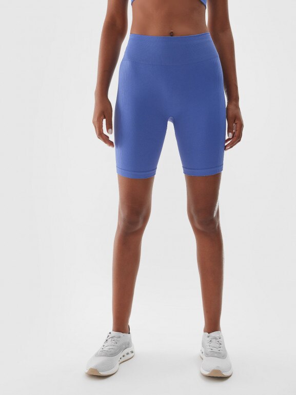 Damskie legginsy kolarki treningowe 4F 4FWAW24TFSHF710 - niebieskie