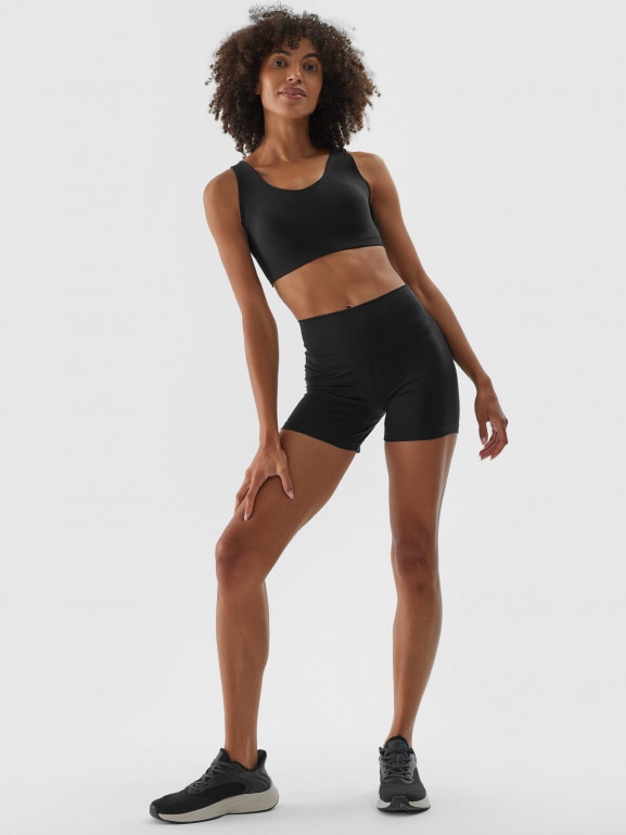 Damskie legginsy krótkie treningowe 4F 4FWAW24TFSTF010 - czarne