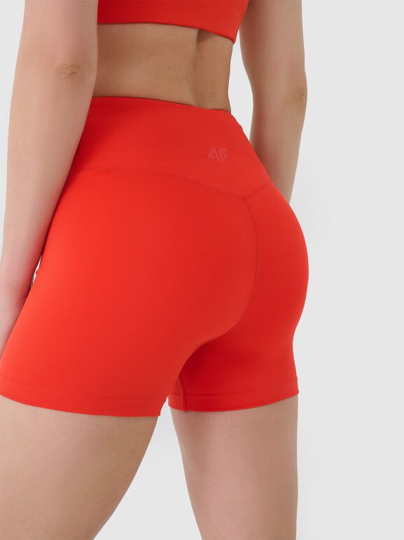 Damskie legginsy krótkie treningowe 4F 4FRSS25TFSTF021 - czerwone