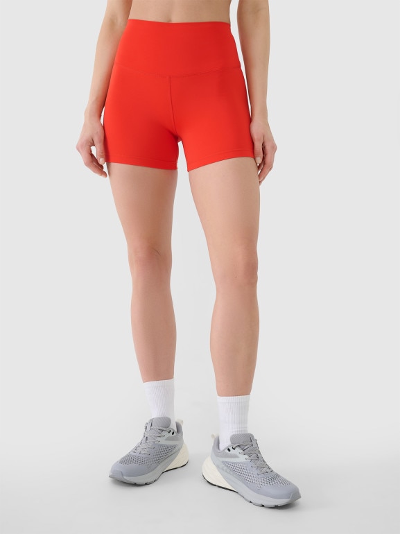 Damskie legginsy krótkie treningowe 4F 4FRSS25TFSTF021 - czerwone