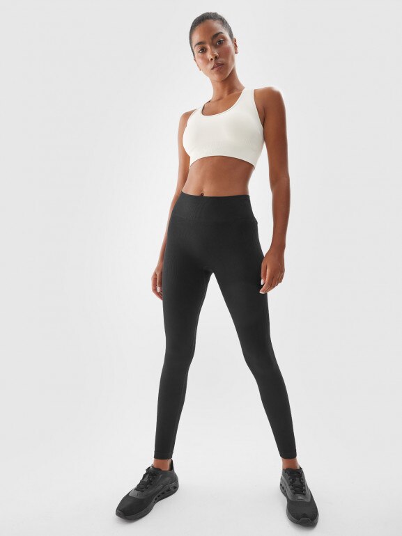 Damskie legginsy treningowe 4F 4FWAW24TFTIF278 - czarne