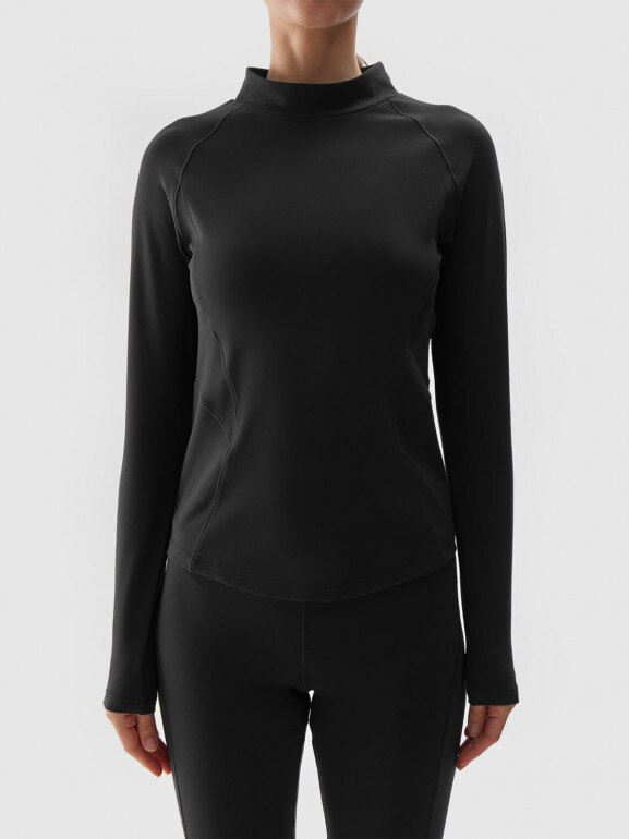 Damski longsleeve do jogi 4F 4FWAW24TFLOF292 - czarny