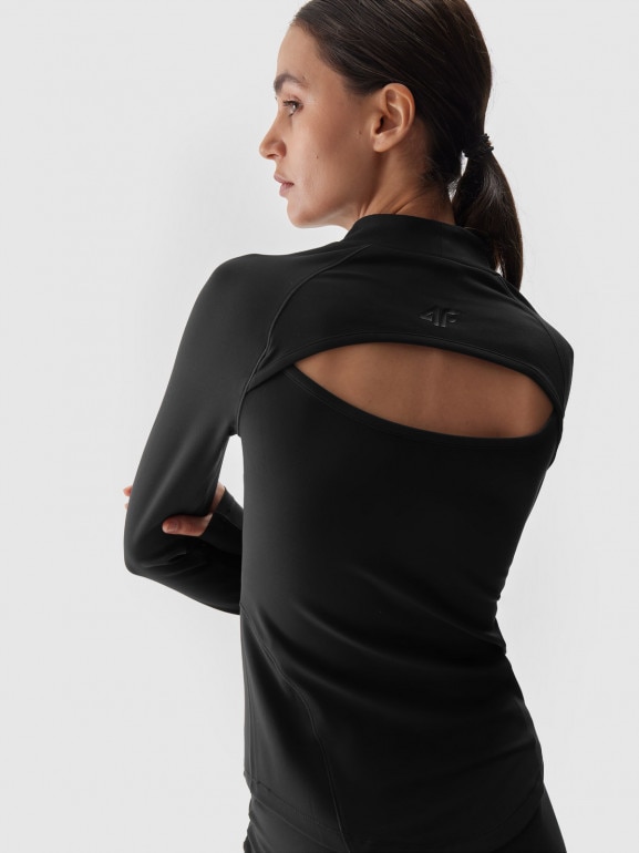 Damski longsleeve do jogi 4F 4FWAW24TFLOF292 - czarny