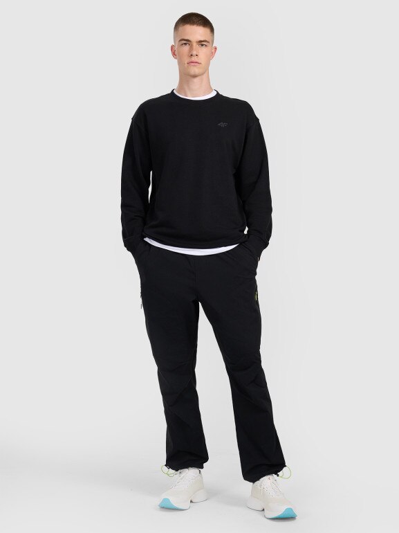 Męska bluza dresowa nierozpinana bez kaptura 4F 4FRMM00TSWSM2478 - czarna