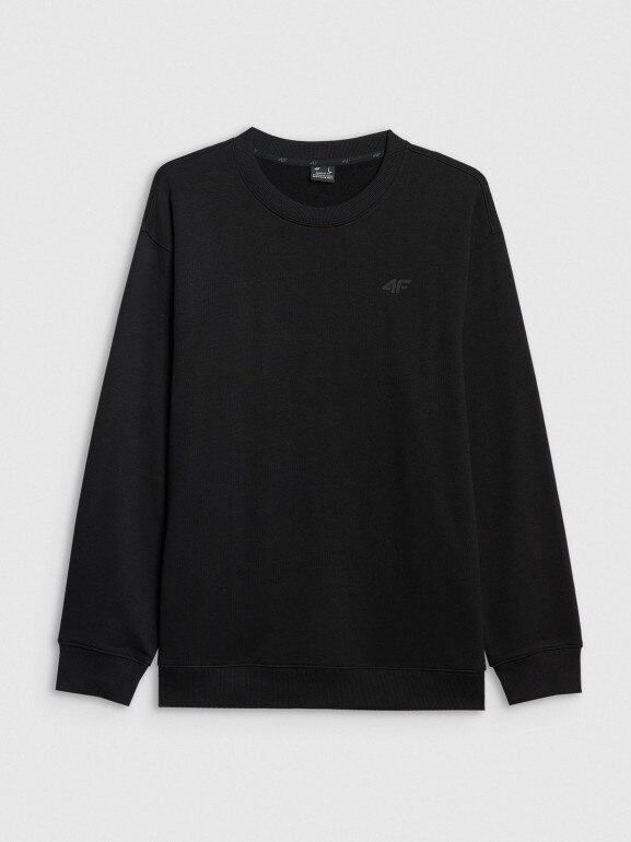 Męska bluza dresowa nierozpinana bez kaptura 4F 4FRMM00TSWSM2478 - czarna