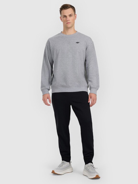 Męska bluza dresowa nierozpinana bez kaptura 4F 4FRMM00TSWSM2478 - szara