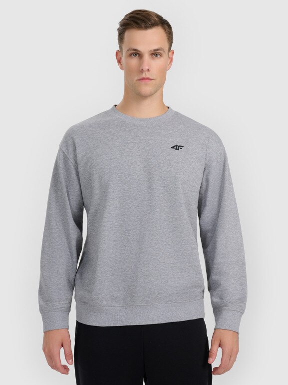 Męska bluza dresowa nierozpinana bez kaptura 4F 4FRMM00TSWSM2478 - szara