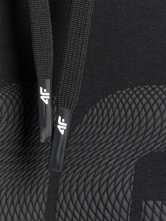 Męska bluza dresowa nierozpinana z kapturem 4F 4FRMM00TSWSM2477 - czarna
