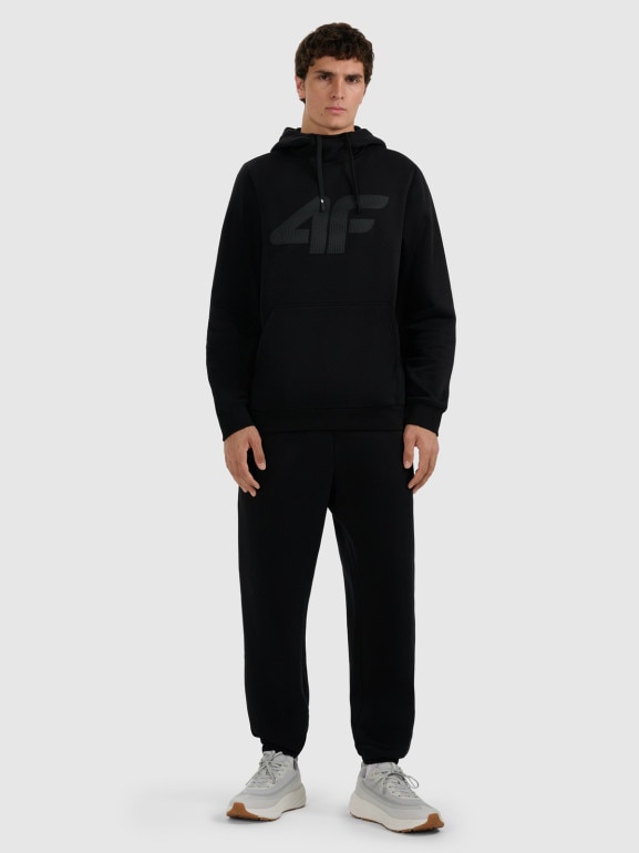Męska bluza dresowa nierozpinana z kapturem 4F 4FRMM00TSWSM2477 - czarna
