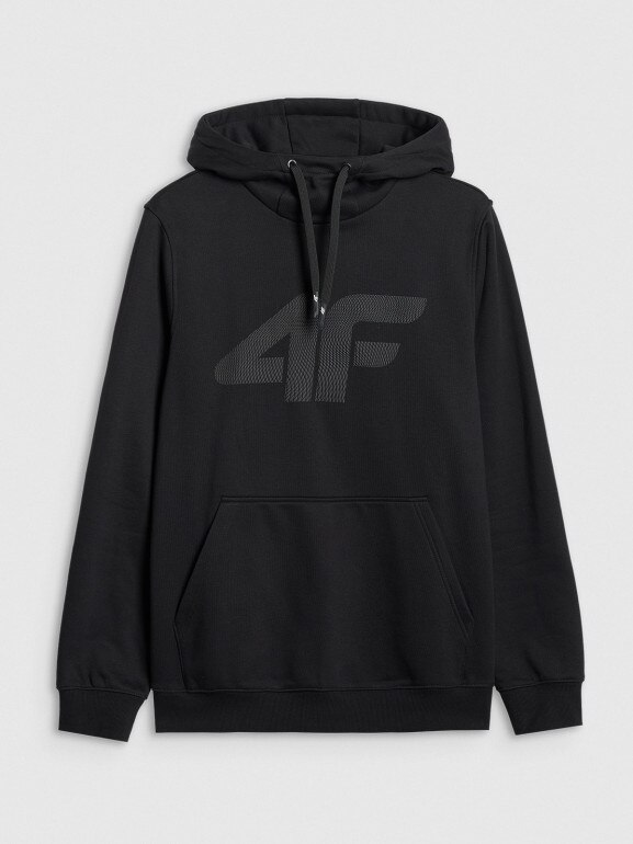 Męska bluza dresowa nierozpinana z kapturem 4F 4FRMM00TSWSM2477 - czarna
