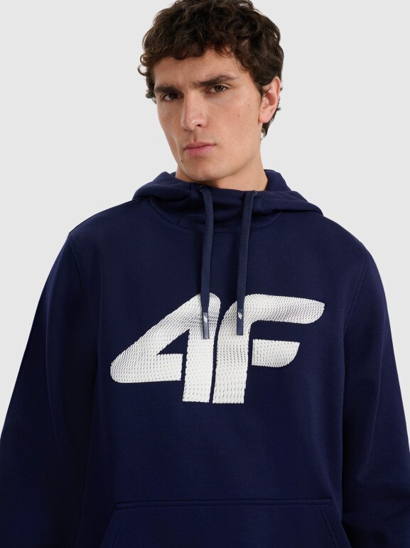 Męska bluza dresowa nierozpinana z kapturem 4F 4FRMM00TSWSM2477 - granatowa