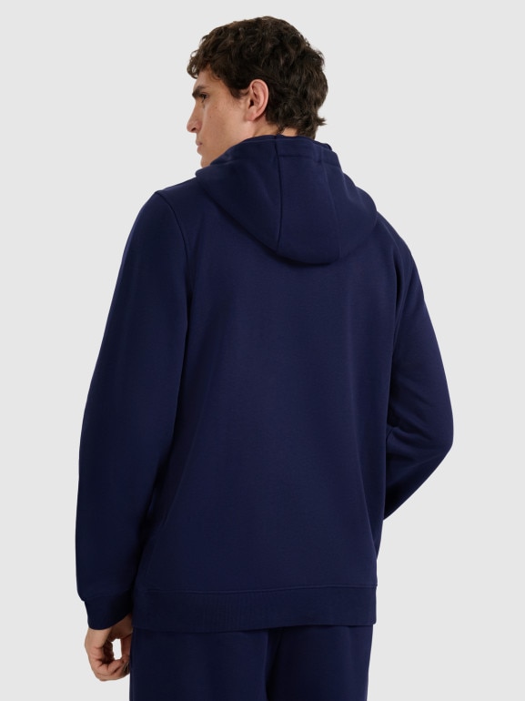 Męska bluza dresowa nierozpinana z kapturem 4F 4FRMM00TSWSM2477 - granatowa
