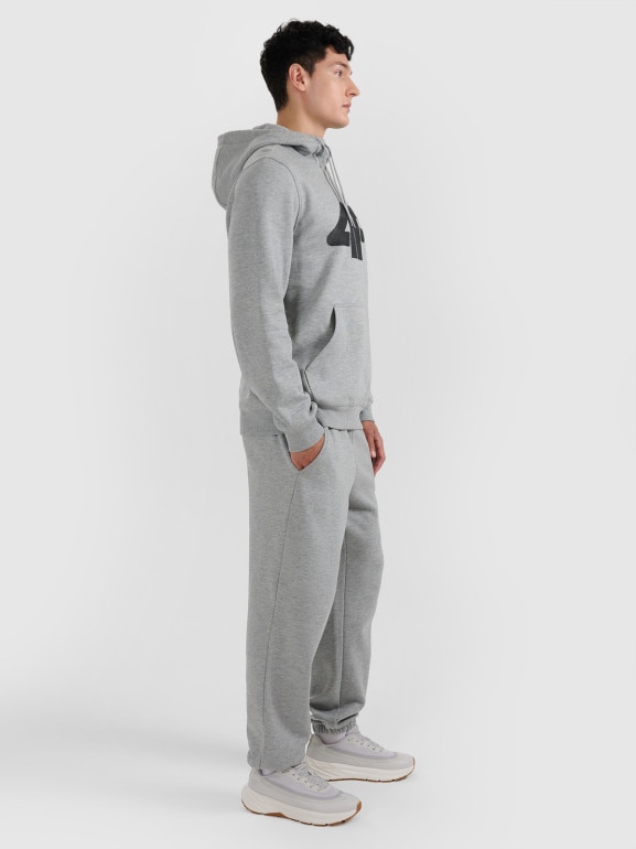 Męska bluza dresowa nierozpinana z kapturem 4F 4FRMM00TSWSM2477 - szara