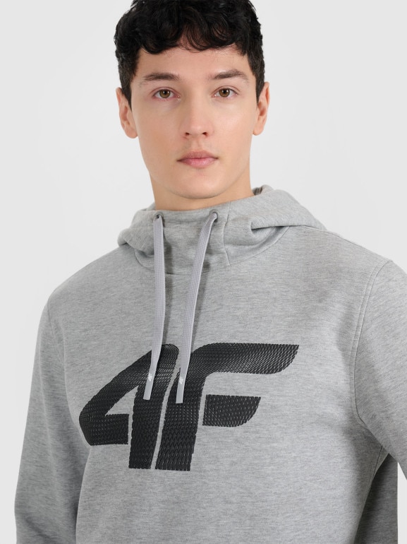 Męska bluza dresowa nierozpinana z kapturem 4F 4FRMM00TSWSM2477 - szara