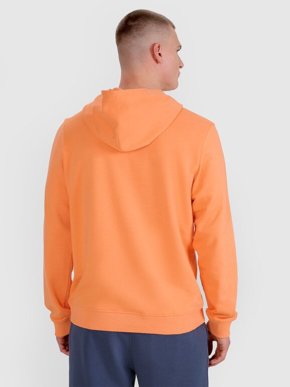 Męska bluza dresowa nierozpinana z kapturem 4F 4FWSS25TSWSM1585 - pomarańczowa