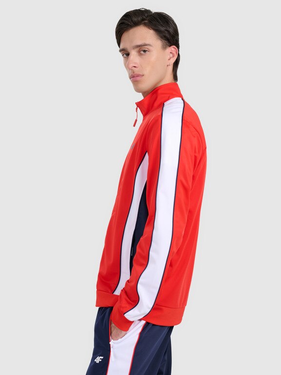 Męska bluza dresowa rozpinana bez kaptura 4F 4FRAW25TSWSM2459 - czerwona