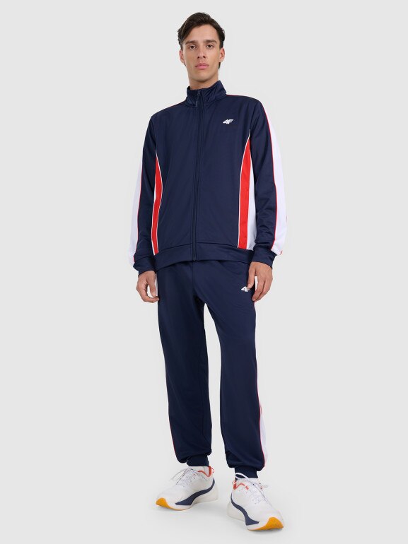 Męska bluza dresowa rozpinana bez kaptura 4F 4FRAW25TSWSM2459 - granatowa