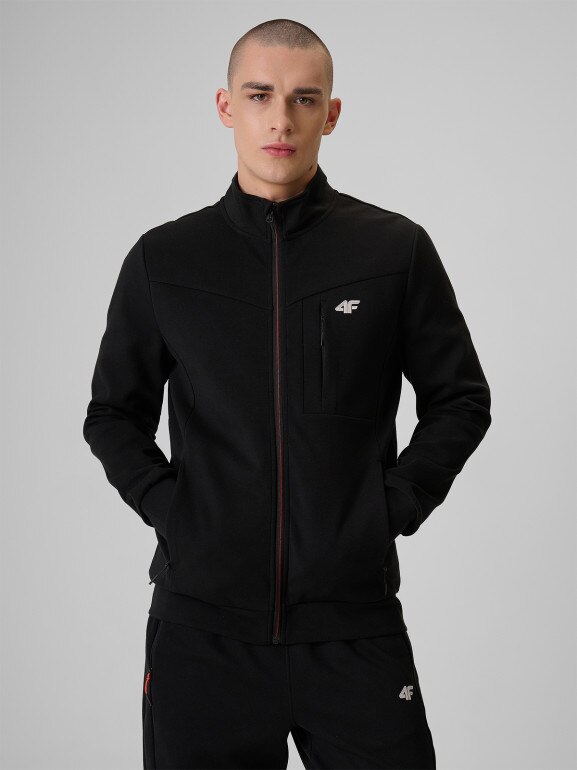 Męska bluza dresowa rozpinana bez kaptura 4F 4FRSS26TSWSM2897 - czarna