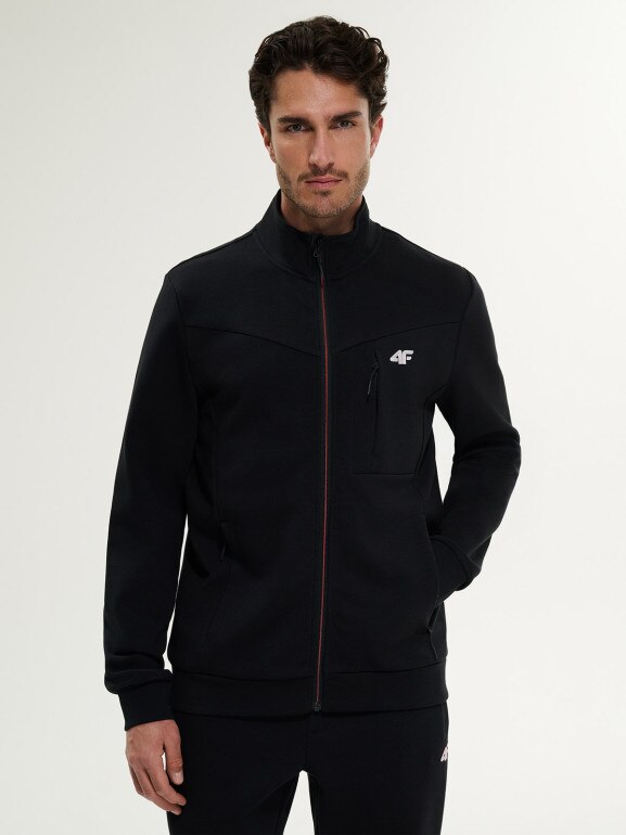 Męska bluza dresowa rozpinana bez kaptura 4F 4FRSS26TSWSM2897 - czarna