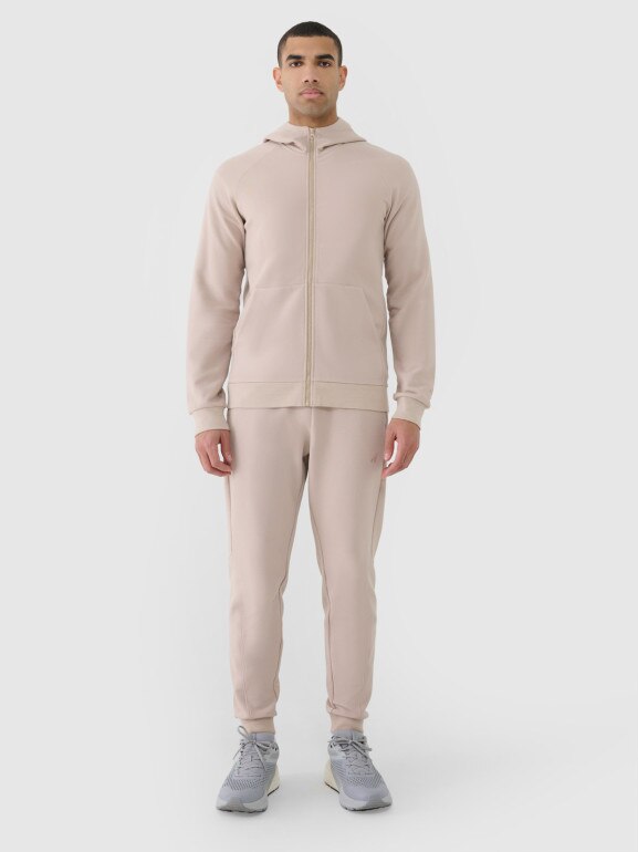 Męska bluza dresowa rozpinana z kapturem 4F 4FRSS25TSWSM2148 - beżowa