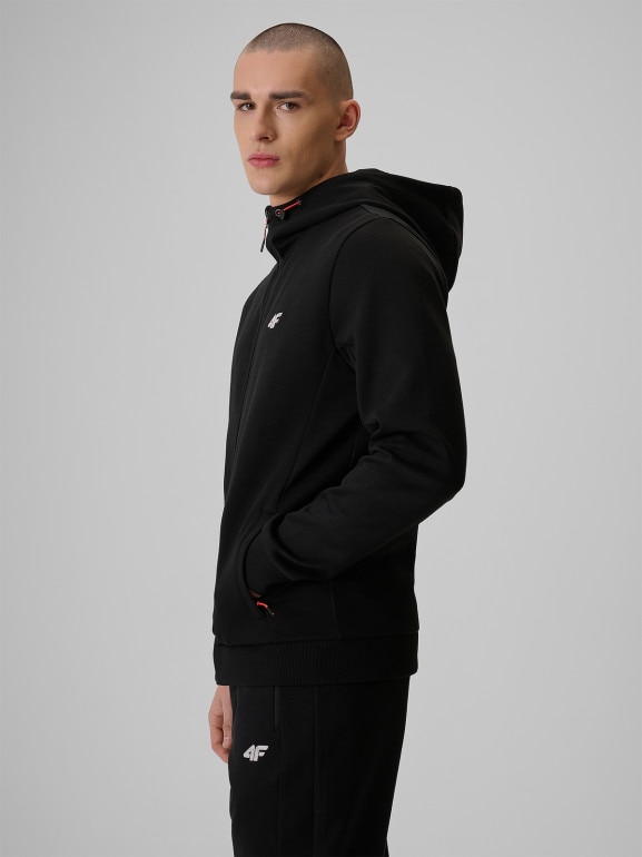 Męska bluza dresowa rozpinana z kapturem 4f 4FRSS26TSWSM2895 - czarna