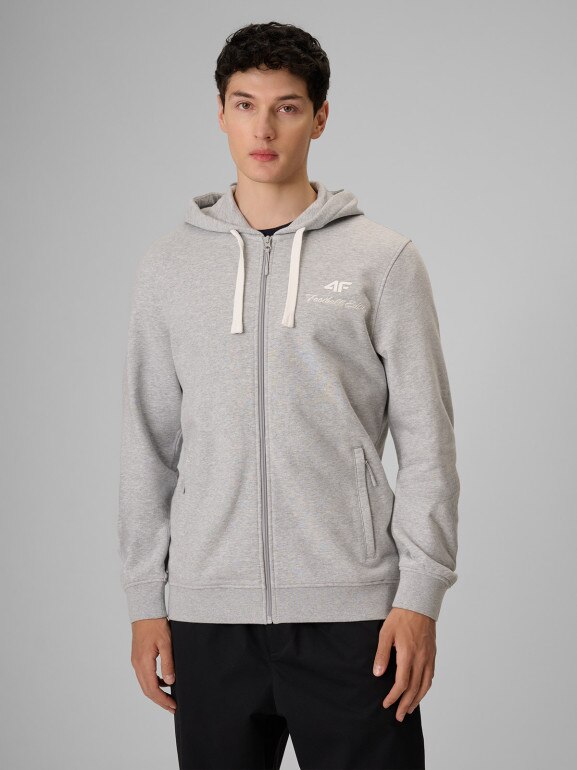 Męska bluza dresowa rozpinana z kapturem 4F 4FRSS26TSWSM2950 - szara