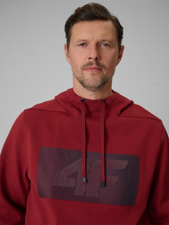 Męska bluza dresowa rozpinana z kapturem 4F 4FRSS26TSWSM2975 - czerwona