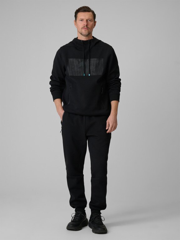 Męska bluza dresowa rozpinana z kapturem 4F 4FRSS26TSWSM2975 - czarna