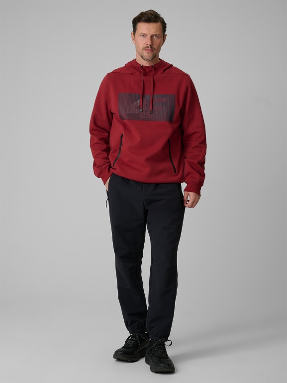 Męska bluza dresowa rozpinana z kapturem 4F 4FRSS26TSWSM2975 - czerwona