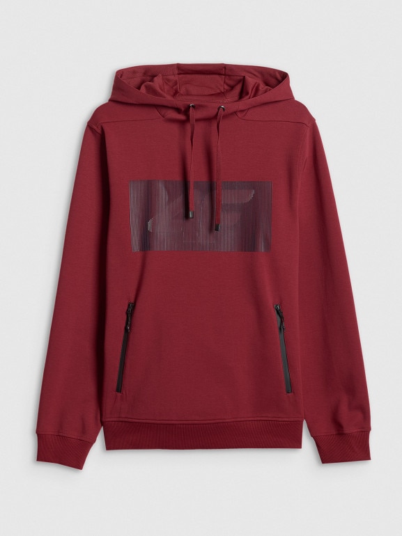 Męska bluza dresowa rozpinana z kapturem 4F 4FRSS26TSWSM2975 - czerwona