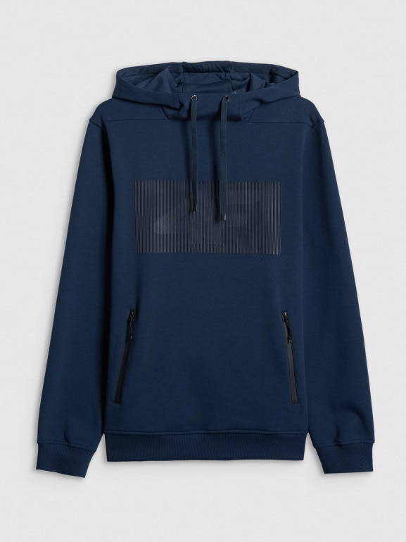 Męska bluza dresowa rozpinana z kapturem 4F 4FRSS26TSWSM2975 - granatowa