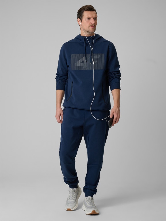 Męska bluza dresowa rozpinana z kapturem 4F 4FRSS26TSWSM2975 - granatowa