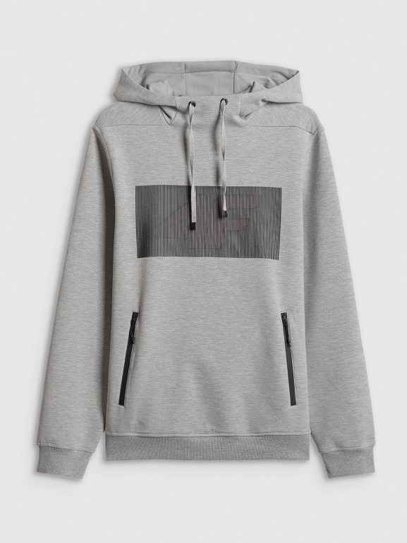 Męska bluza dresowa rozpinana z kapturem 4F 4FRSS26TSWSM2975 - szara