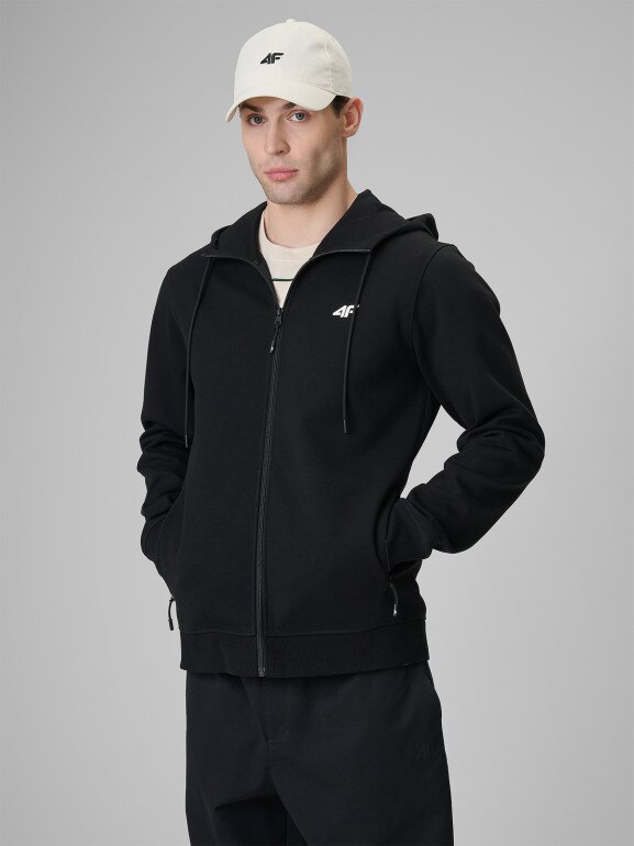 Męska bluza dresowa rozpinana z kapturem 4F 4FRSS26TSWSM3076 - czarna