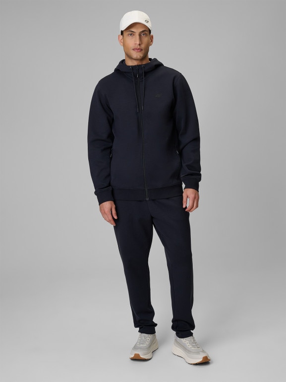 Męska bluza dresowa rozpinana z kapturem 4F 4FRSS26TSWSM3076 - granatowa